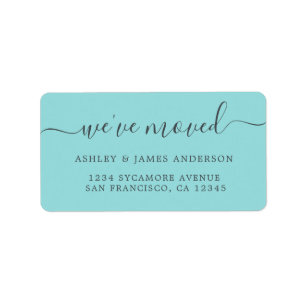 We've Moved Turquoise Blue New Address label