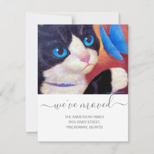 We've Moved Tuxedo Cat Pet New Address Script Text Announcement