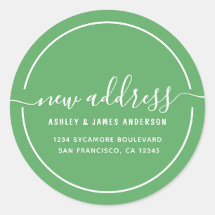 We've Moved Vibrant Green New Address Classic Round Sticker