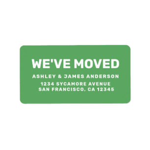 We've Moved Vibrant Green New Address Label