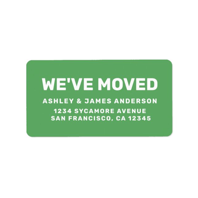 We've Moved Vibrant Green New Address Label (Front)