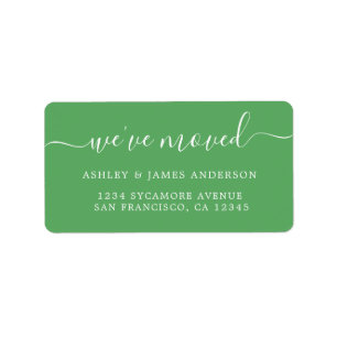 We've Moved Vibrant Green New Address label