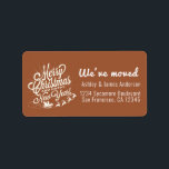 We've Moved Vintage Christmas Holiday New Address  Label<br><div class="desc">We've moved return address label with a Christmas holiday theme. A vintage Christmas image with the text Merry Christmas and a Happy New Year and Santa, sleigh and reindeer. Your family name and address in white modern typography and stylish calligraphy on a terracotta background. Festive holiday moving announcement for your...</div>