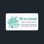 We've Moved Vintage Christmas Holiday New Address Label<br><div class="desc">We've moved return address label with a Christmas holiday theme. A vintage Christmas image with the text Merry Christmas and a Happy New Year and Santa, sleigh and reindeer. Your family name and address in green and off-black stylish modern typography. Festive holiday moving announcement for your change of address. Exclusively...</div>
