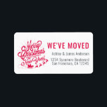 We've Moved Vintage Christmas Holiday New Address  Label<br><div class="desc">We've moved return address label with a Christmas holiday theme. A vintage Christmas image with the text Merry Christmas and a Happy New Year and Santa, sleigh and reindeer. Your family name and address in red and off-black stylish modern typography. Festive holiday moving announcement for your change of address. Exclusively...</div>