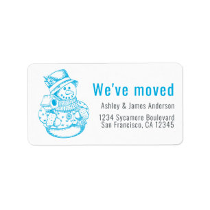 We've Moved Vintage Christmas Snowman New Address  Label