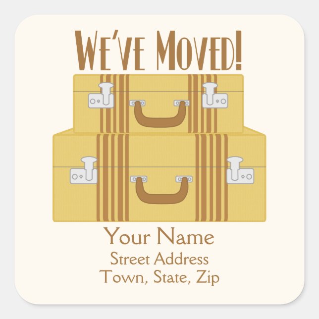 We've Moved - Vintage Suitcases Square Sticker (Front)