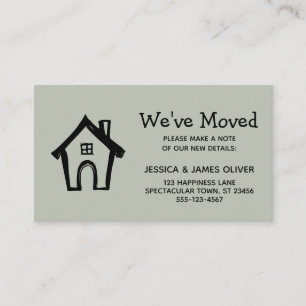 "We've Moved" w/ Little House, Sage Green Card