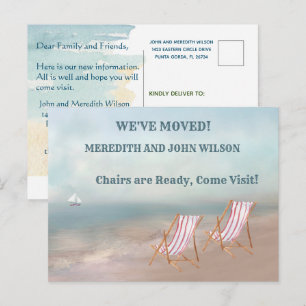 We've Moved Watercolor Beach Move  Announcement Postcard