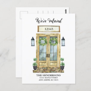 We've Moved Watercolor Door Moving Announcement Postcard