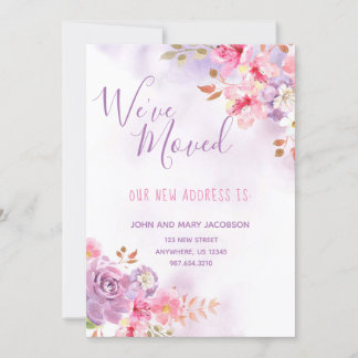 We've Moved Watercolor Floral Invitation