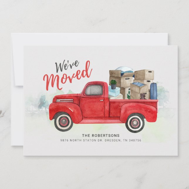 We've Moved Watercolor Modern Moving Announcement (Front)