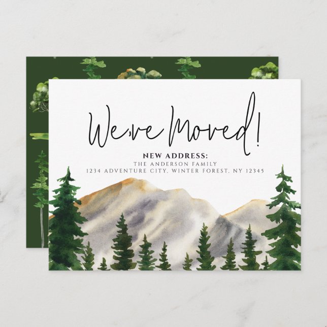 We've Moved Watercolor Mountains Postcard (Front/Back)