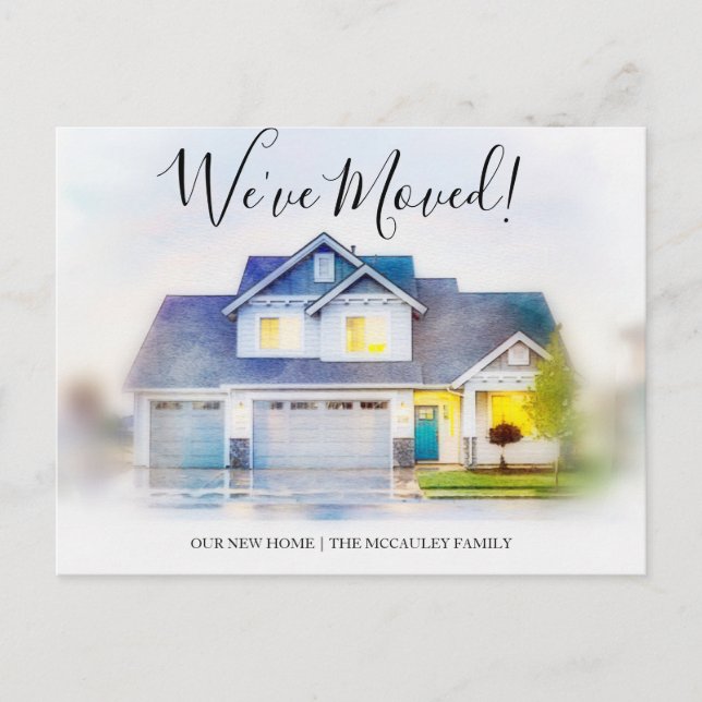 We've Moved Watercolor Moving Announcement Address Postcard (Front)