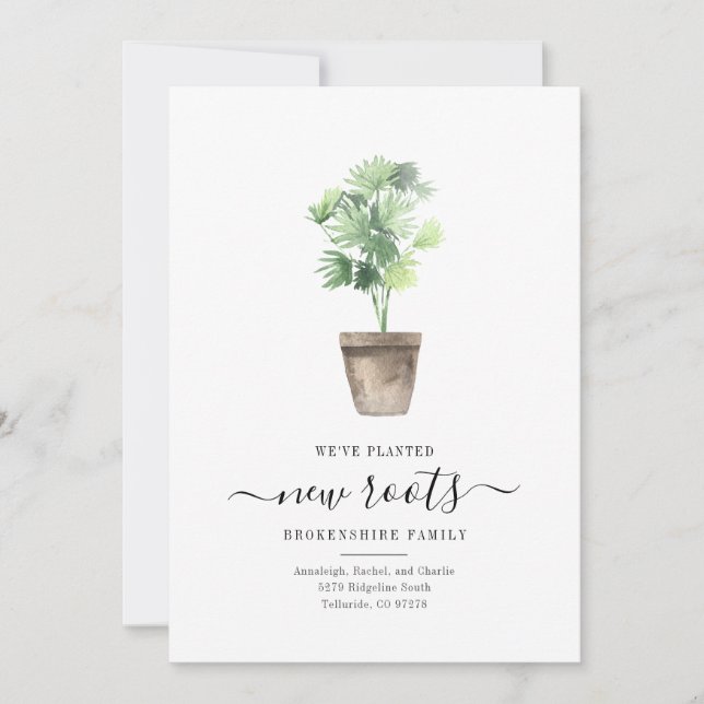 We've Moved Watercolor Plant Moving New Address (Front)