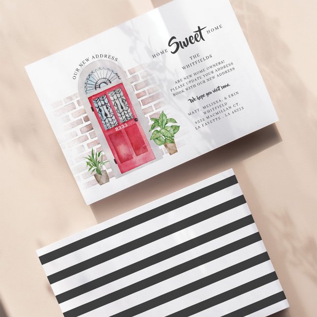 Weve Moved Watercolor Red Door Moving Announcement (Moving Address Announcement Red Door Chic Card)