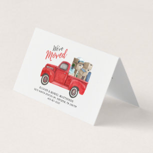 Weve Moved Watercolor Red Truck New Address