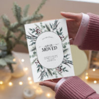 We've Moved Winter Botanical Announcement Postcard