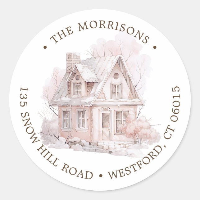 We've Moved Winter House New Address Classic Round Sticker (Front)