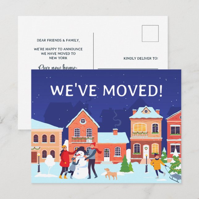 We've Moved Winter New Home Change of Address Announcement Postcard (Front/Back)