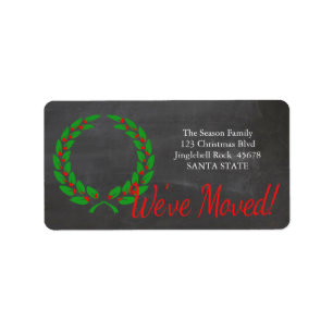 We've Moved x-mas wreath Holiday Label