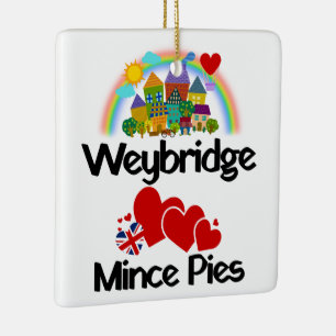 Weybridge, Surrey Loves Mince Pies Ceramic Ornament