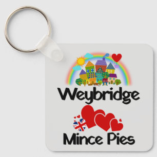 Weybridge, Surrey UK Loves Mince Pies Key Ring