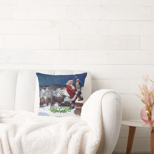 Weyeth - Santa Delivering Books for Christmas Cushion (Couch)