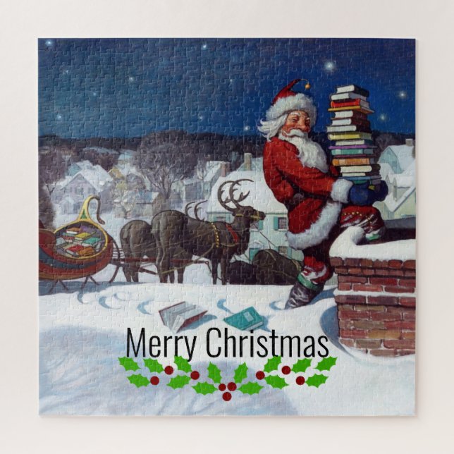 Weyeth - Santa Delivering Books for Christmas Jigsaw Puzzle (Vertical)