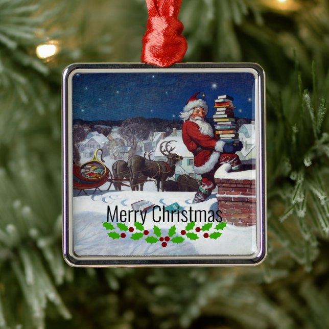 Weyeth - Santa Delivering Books for Christmas Metal Tree Decoration (Tree)