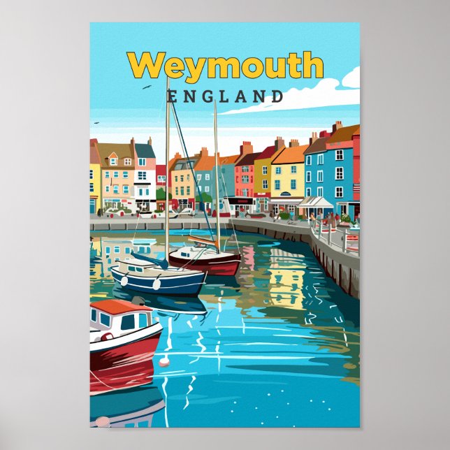 Weymouth England Travel Art Vintage Illustration  Poster (Front)