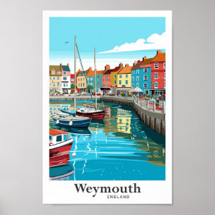 Weymouth England Travel Art Vintage Illustration Poster