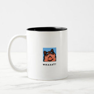 Whaaat?- shocked cat- graphic design Two-Tone coffee mug