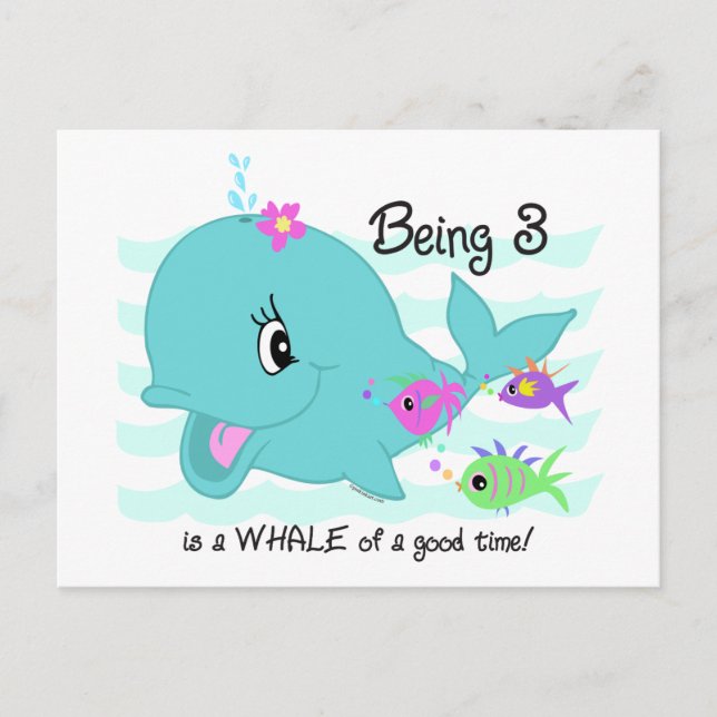 Whale 3rd Birthday Postcard (Front)