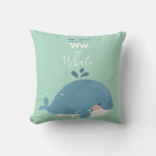 Whale • Add Your Name Cute Alphabet Monogram Cushion