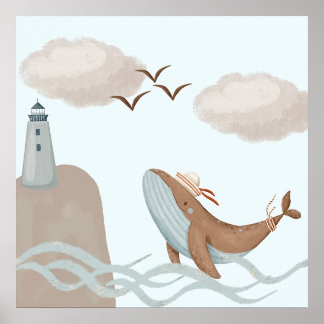 Whale Adventures - Kids Coastal Art  Print (Front)