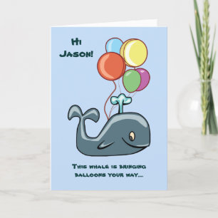 Whale and Balloons Kid's Birthday Card