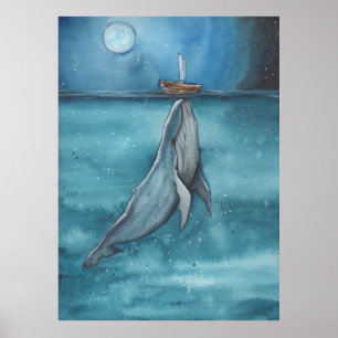 whale and boat poster