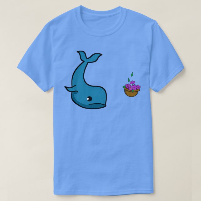 Whale and Bowl of Petunias T-Shirt (Design Front)