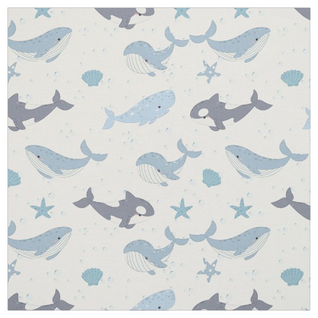 Whale and Killer whale Fabric (Swatch)