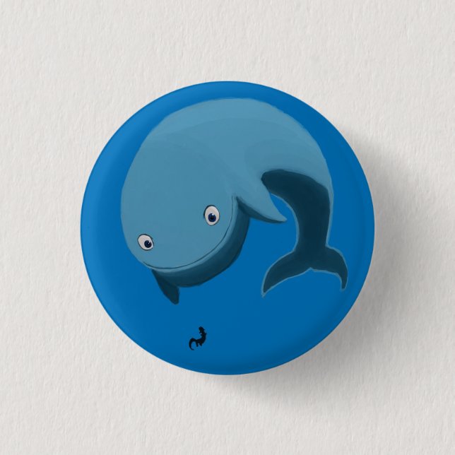 Whale and Otter 3 Cm Round Badge (Front)
