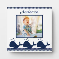 Whale and waves Blue and White  photo frame