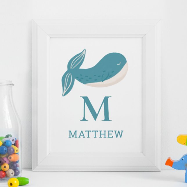 Whale animal. Nursery Baby Boy nautical monogram Poster (Creator Uploaded)
