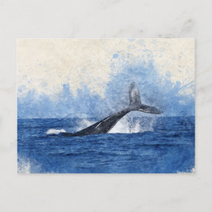 Whale art postcard