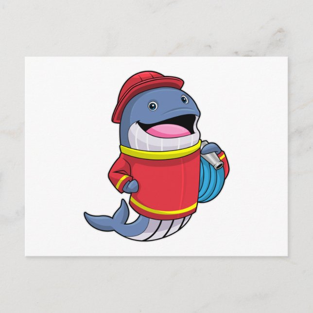 Whale as Firefighter with Hose Postcard (Front)