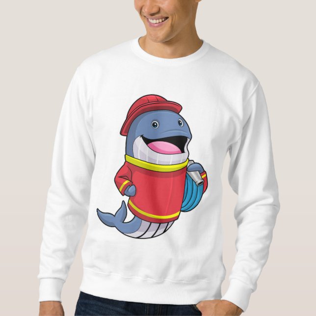 Whale as Firefighter with Hose Sweatshirt (Front)