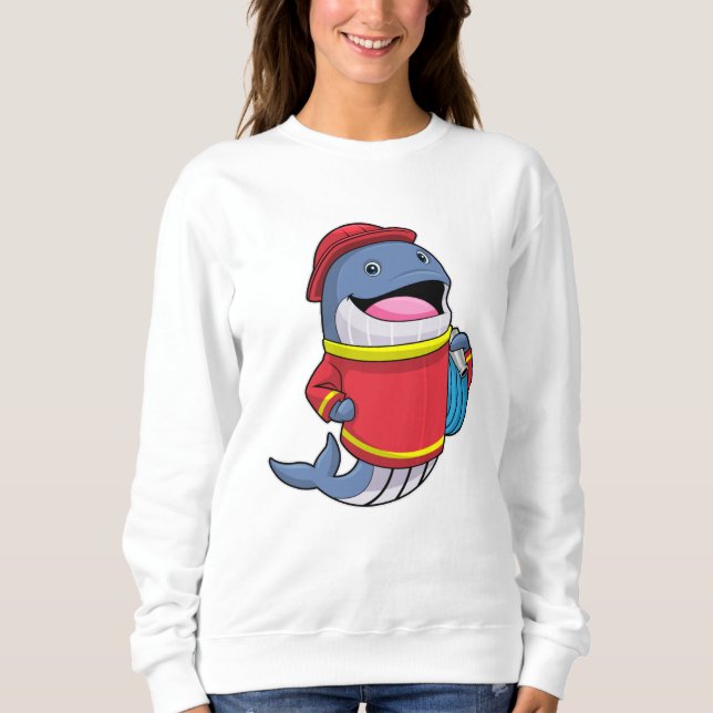 Whale as Firefighter with Hose Sweatshirt (Front)