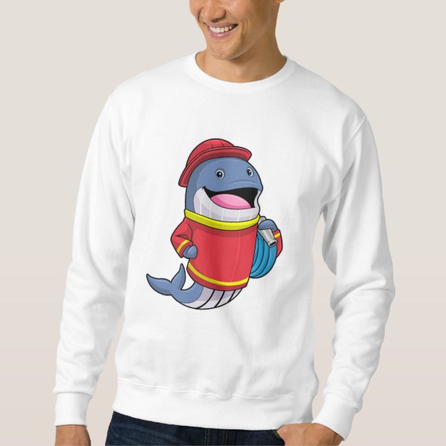Whale as Firefighter with Hose Sweatshirt (Front)