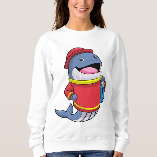 Whale as Firefighter with Hose Sweatshirt (Front)