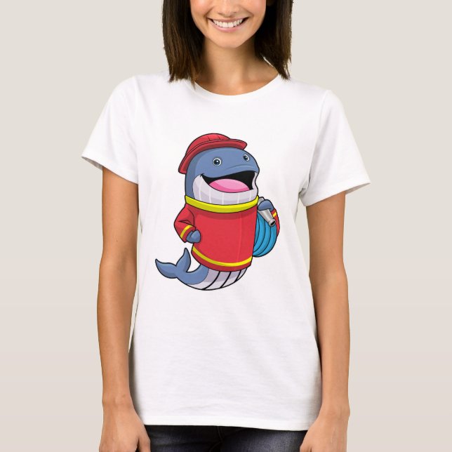 Whale as Firefighter with Hose T-Shirt (Front)
